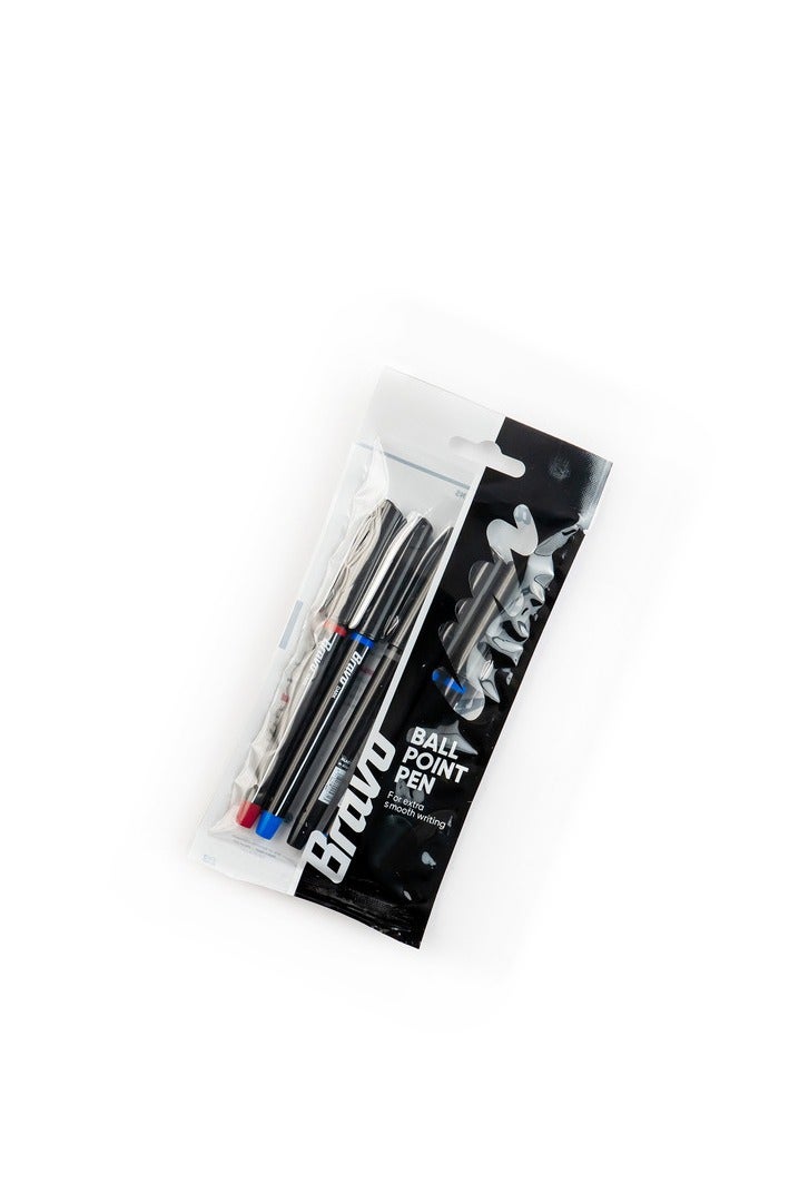 Bravo Poly Bag - Pack of 5 pens Blue, Red , Black - Image 2