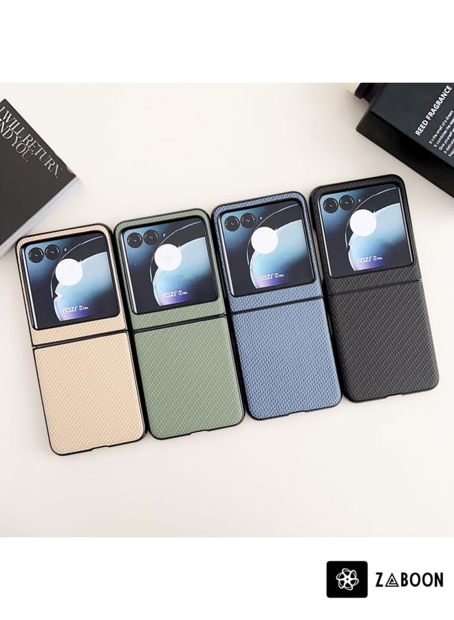 Zaboon Protective Case Cover For Motorola Razr 40 Ultra / Razr 2023 Weave Texture PC - Image 2