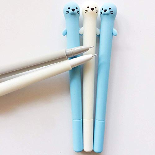 Doraking 3pcs 0.5mm Fine Point Gel Pens, Cute Cartoon Otters Refillable Gel Ink Pens, Black Ink Pen for Writing Note with Box (Otter) - Image 5