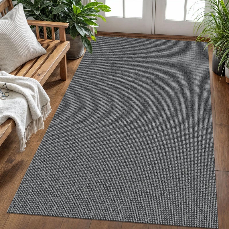 KOZYFLY Boho Rugs for Entryway Rugs 4x6 ft Washable Area Rugs Rubber Backed Living Room Rugs Braided Woven Cotton blend Indoor Outdoor Floor Carpet for Dining Room Living Room Bedroom, Dark Grey - Image 2