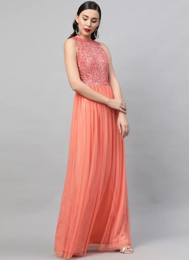 STREET 9 Orange Embellished Maxi Dress for Women
