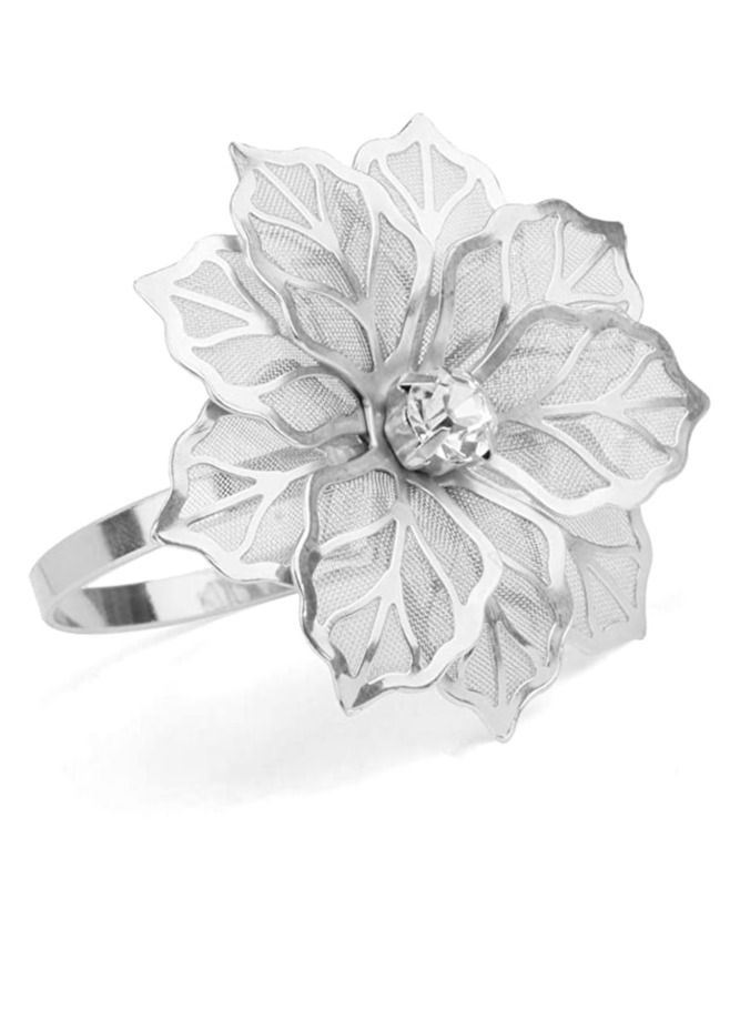 واي آند دي 6pcs Alloy Napkin Rings with Hollow Flower Holder Decorate Beautiful Ring Set Rhinestone for Wedding Banquet Dinner Decoration - Image 4