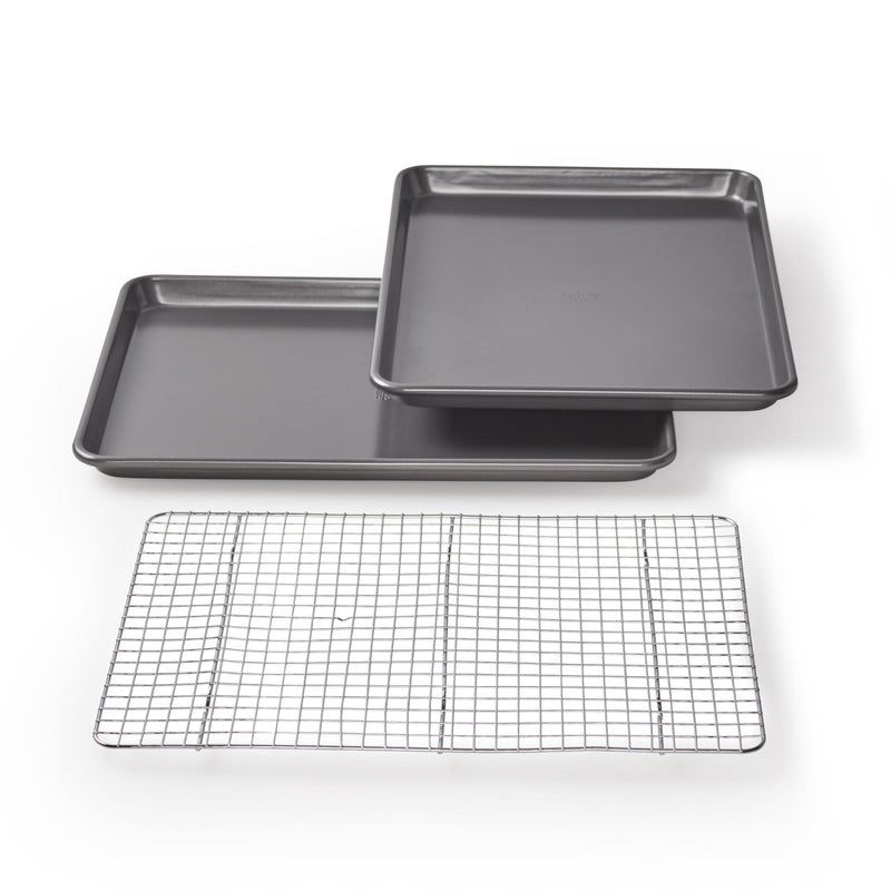 chicago metallic Chicago Metallic Professional NonStick Cookie and JellyRoll Pan Set with Cooling Rack 17 by 1225 Inches