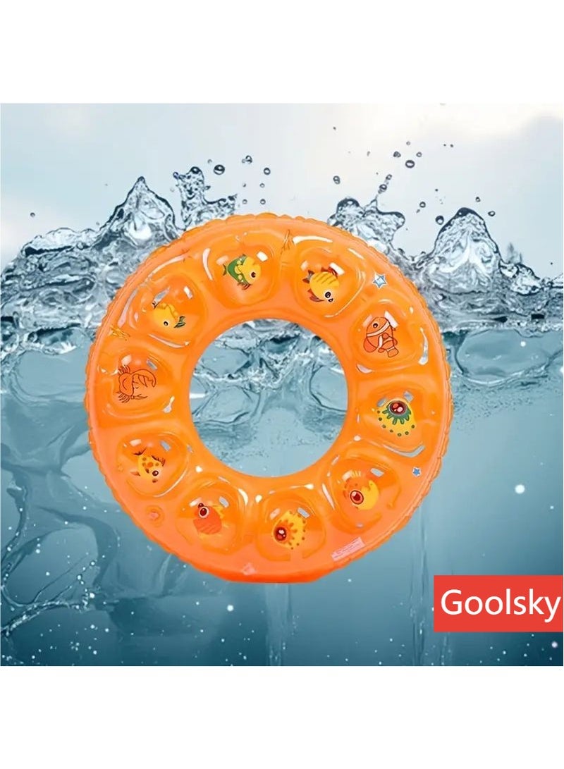 Goolsky 1PC transparent cartoon small fish swimming ring on water, double-layer airbag inflatable swimming ring, suitable for summer pool parties and water fun(90#) - Image 1