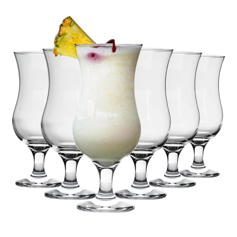 LAV 6X Clear 460ml Fiesta Pina Colada Glasses  Large Tall Hurricane Pineapple Martini Milkshake Party Drinking Glass Set