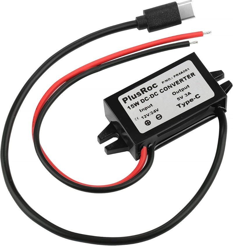 محول مقاوم للماء من 12V/24V إلى 5V DC-DC وحدة خفض الجهد محول طاقة متوافق مع Raspberry Pi 4 والهواتف المحمولة والسيارة (موصل USB من النوع C) - Image 1