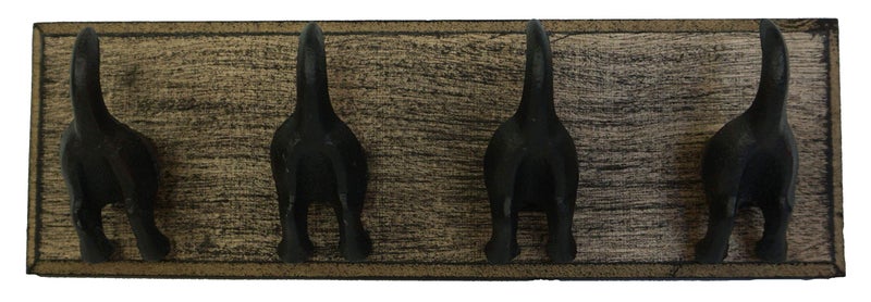 Lulu Decor, Cast Iron Dog Tail Hooks 4 Hooks on a Wood - Image 5