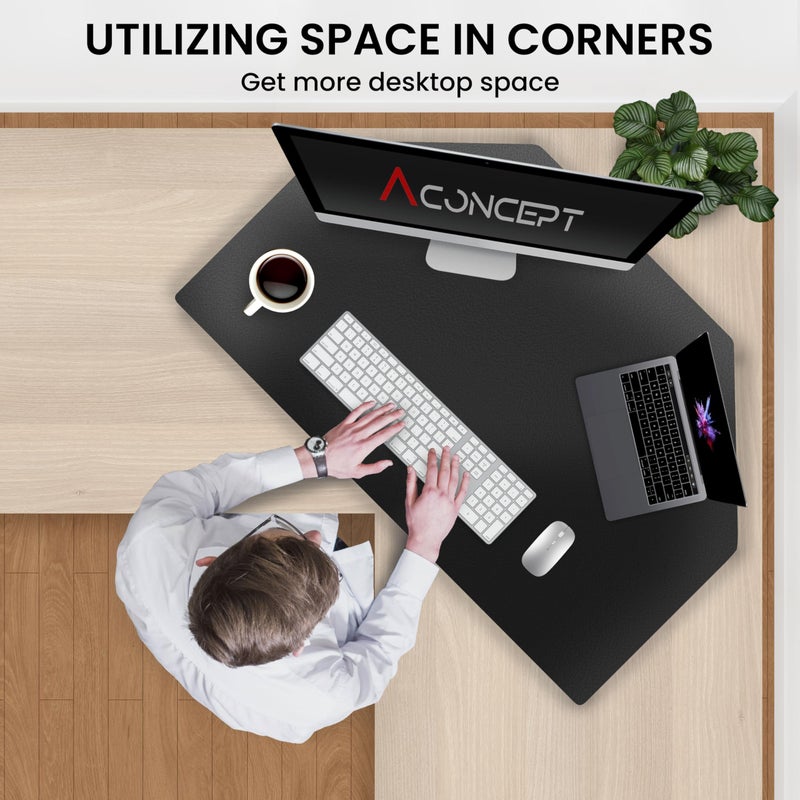Aconcept 38 inch Black Corner Height Adjustable Standing Desk Converter, One-Click Sit to Stand up Desk Riser, Pre-Assembled for Dual Monitor and Laptop Workstation - Image 2