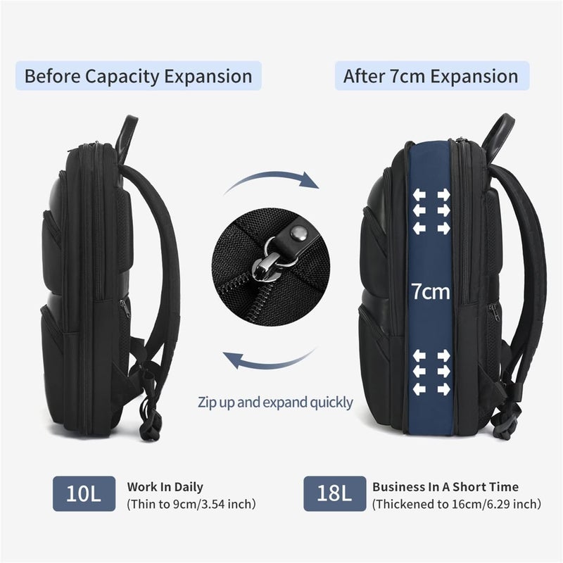 Expandable Backpacks,Compatible For Men 15.6inch Laptop Backpack Male Thin Business School Travel Bag College Schoolbag(Black 17inch) - Image 2