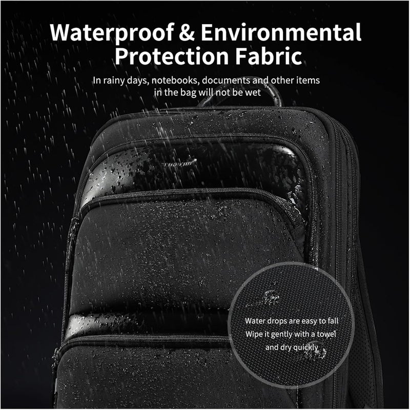 Expandable Backpacks,Compatible For Men 15.6inch Laptop Backpack Male Thin Business School Travel Bag College Schoolbag(Black 17inch) - Image 4