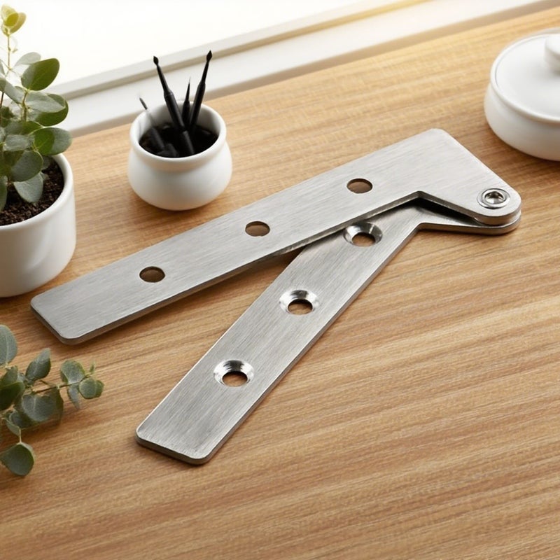 Two Sets Of Small Concealed Hinges In Silvery Finish 360 Degree Rotating Stainless Steel Shaft For Vertical Movement For Cabinet Doors And Wine Cabinets - Image 3