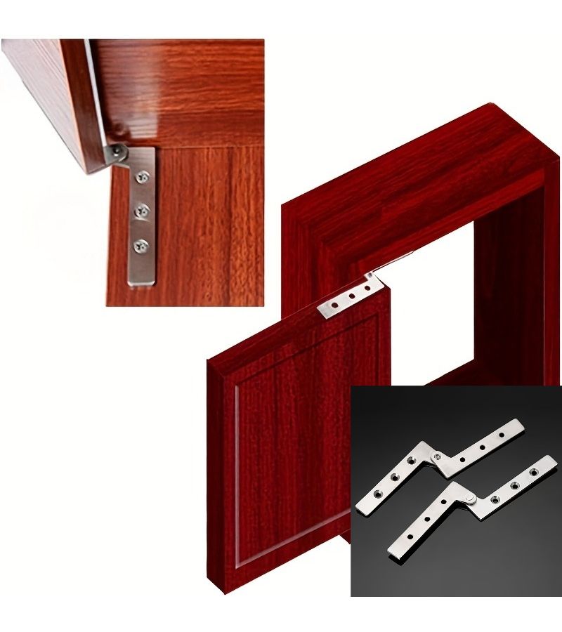 Two Sets Of Small Concealed Hinges In Silvery Finish 360 Degree Rotating Stainless Steel Shaft For Vertical Movement For Cabinet Doors And Wine Cabinets - Image 1