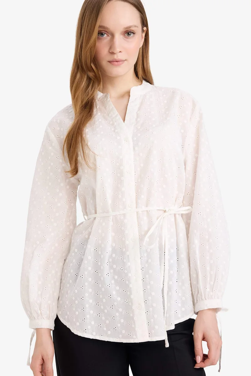 ديفاكتو Regular Fit brode Long Sleeve Tunic