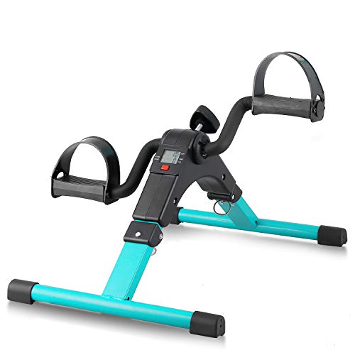 AGM Folding Pedal Exerciser, Mini Exercise Bike Under Desk Bike Foot Pedal Exerciser, Foot Hand Cycle Portable Peddler Machine Bicycle Exerciser Arm Leg Exerciser While Sitting - Image 1