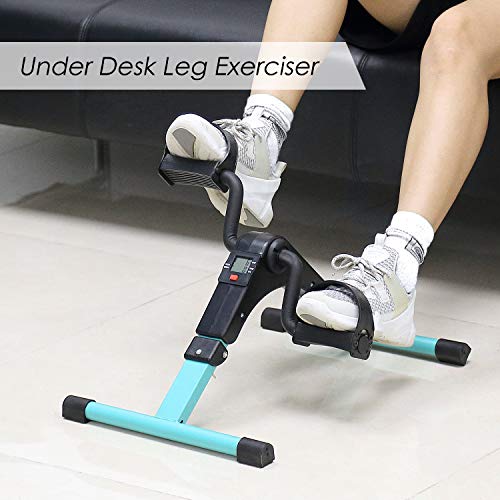 AGM Folding Pedal Exerciser, Mini Exercise Bike Under Desk Bike Foot Pedal Exerciser, Foot Hand Cycle Portable Peddler Machine Bicycle Exerciser Arm Leg Exerciser While Sitting - Image 3