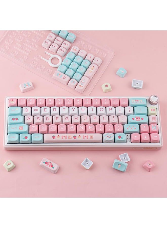 TYRIXKI PBT Keycaps 132 Keys MOA Keycaps, Cream Strawberry Cute Keycaps Dye-Sublimation Custom Keycap Set for Cherry Gateron MX Swithes Mechanical Keyboards - Image 3