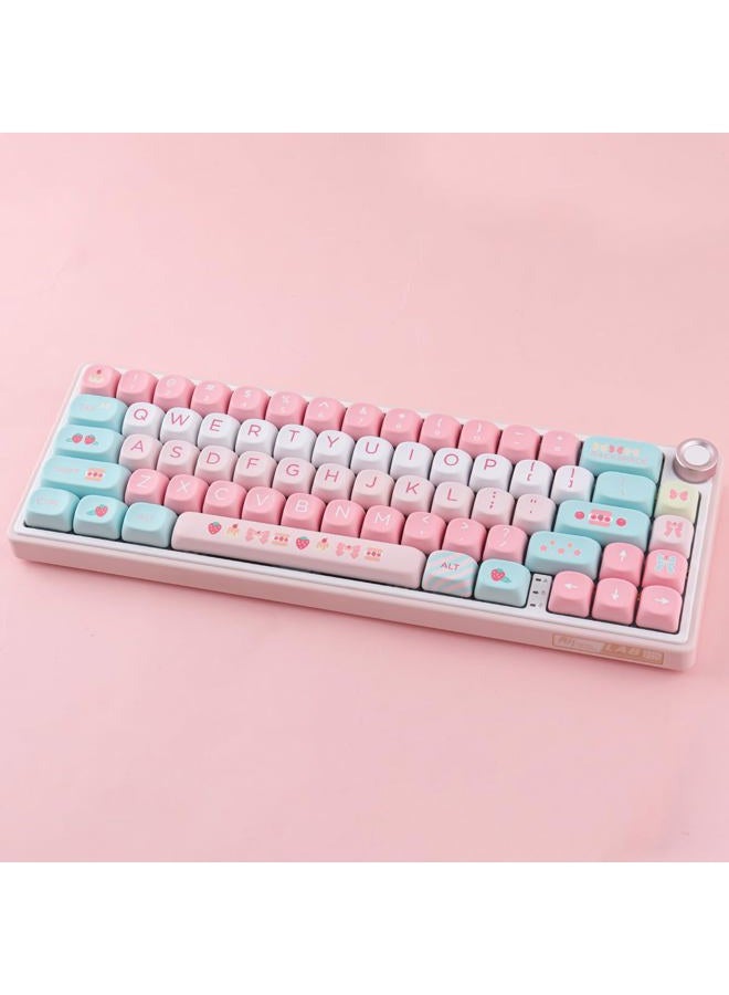 TYRIXKI PBT Keycaps 132 Keys MOA Keycaps, Cream Strawberry Cute Keycaps Dye-Sublimation Custom Keycap Set for Cherry Gateron MX Swithes Mechanical Keyboards - Image 4