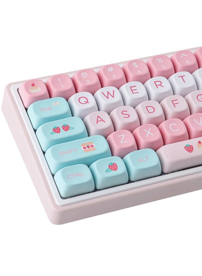 TYRIXKI PBT Keycaps 132 Keys MOA Keycaps, Cream Strawberry Cute Keycaps Dye-Sublimation Custom Keycap Set for Cherry Gateron MX Swithes Mechanical Keyboards - Image 1