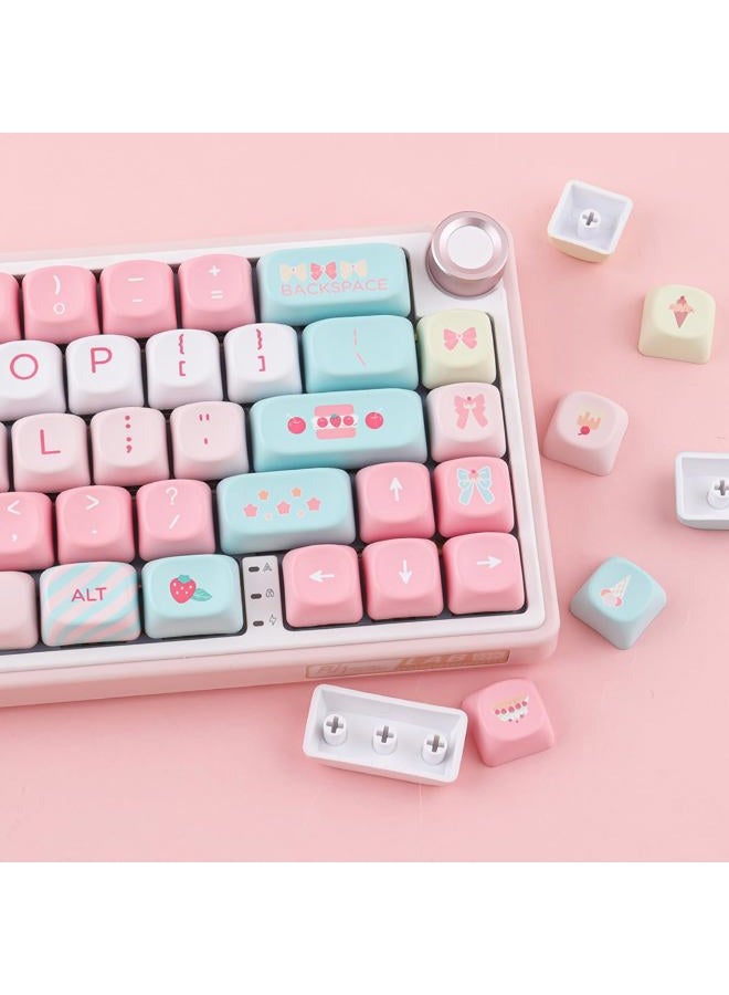 TYRIXKI PBT Keycaps 132 Keys MOA Keycaps, Cream Strawberry Cute Keycaps Dye-Sublimation Custom Keycap Set for Cherry Gateron MX Swithes Mechanical Keyboards - Image 2