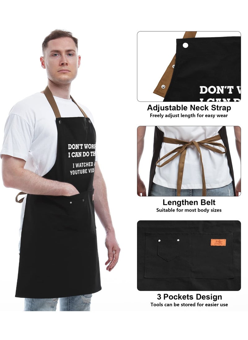 Generic - BBQ Chef Apron with 3 Pockets, Funny Apron Kitchen Gift Cooking Apron Barbecue Chef Apron Adjustable Bib Aprons Culinary Gift Apron for Husband, Boyfriend, Brother, Unique Birthday Gifts - Image 1