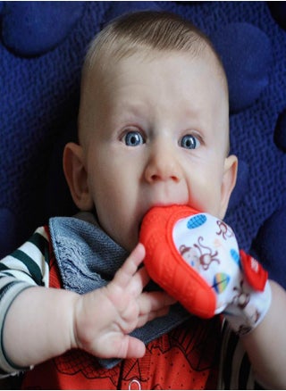 Nuby Soothing Teething Mitten with Hygienic Travel Bag, Red Monkey, 1 Count (Pack of 1) - pzsku/Z97F83B41B295CB79717EZ/45/_/1686567860/fd671e0d-c1fd-4658-b86b-09c2dc28f5b3