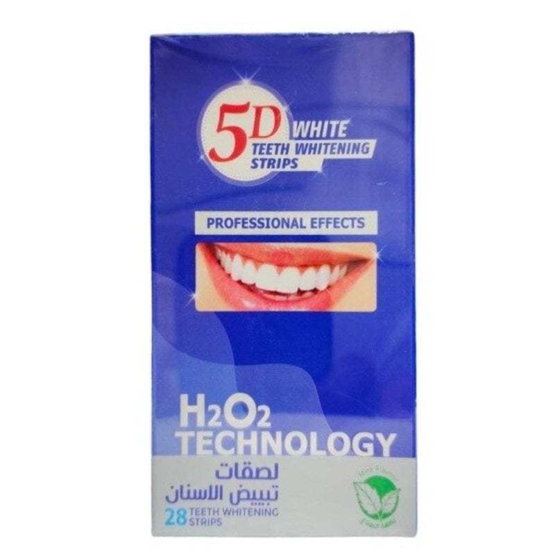 لصقات تبييض الأسنان 5D White بنكهة النعناع - 28 لصقة