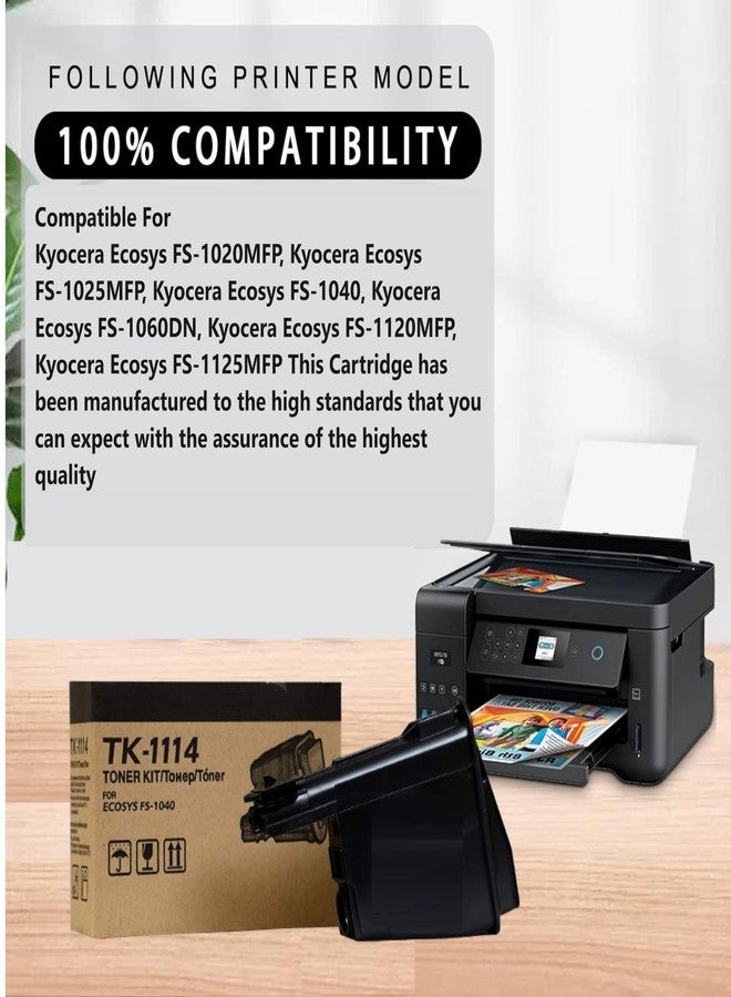 ANG TK-1114 Toner Cartridge Compatible with Kyocera Ecosys FS-1020MFP FS-1025MFP FS-1040 FS-1060DN FS-1120MFP FS-1125MFP Printers | Black Pack of 1 - Image 2