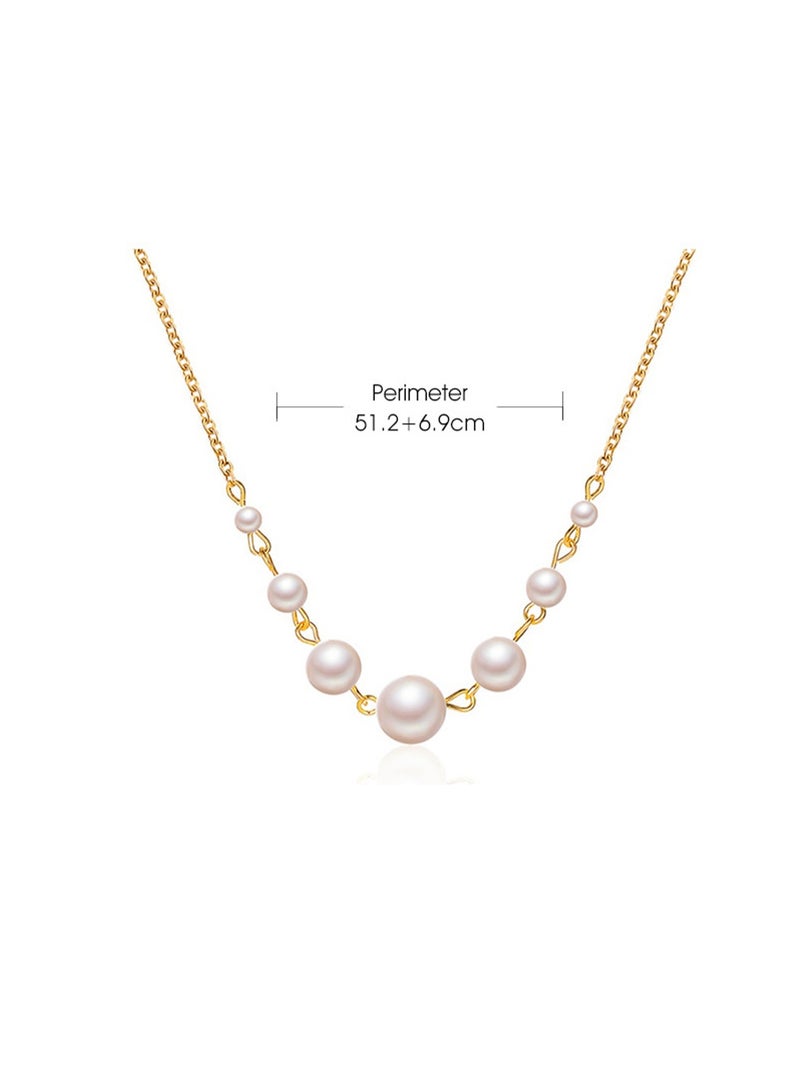 DAEVO Gold Plated Graduated Pearl Choker Necklace, Elegant Smiling Design for Women - Image 5