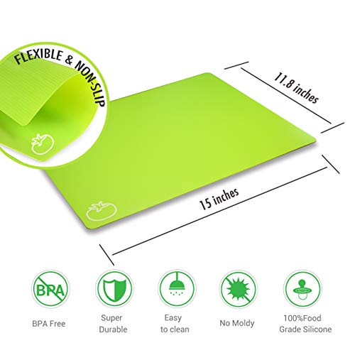 Fotouzy Cutting Board Mats Flexible Plastic Colored Mats with Food Icons, Fotouzy BPA-Free, Non-Porous, Anti-skid back and Dishwasher Safe, Set of 7+1 8 Pieces - Image 4