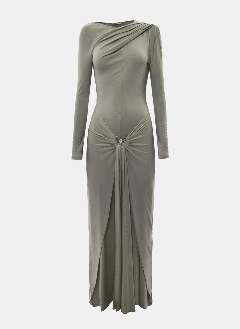 Lichi Fitted maxi dress with draped hips
