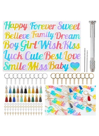 104 Pcs Alphabet Resin Molds Kit, Resin Keychain Molds for Epoxy Resin Molds Keychain with 20 Random Color Tassels 1 Hand Drill 2 Drill Bits 20 Key Rings 30 Screw Pins 30 Metal Rings(Good Vibes) - pzsku/Z97F86C1AEAC8625755C8Z/45/_/1692693352/9ff120fa-0d5e-426b-8daf-c9c17a6f4857