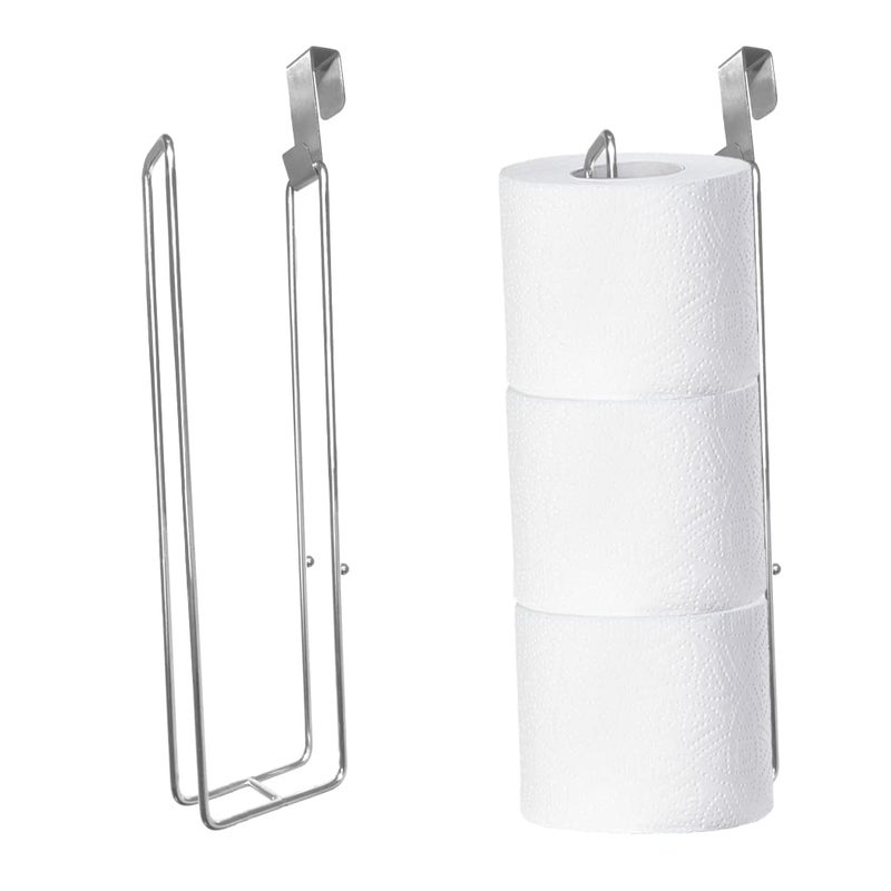 Toilet Paper Holder with Storage Extra 6 Roll Tissue Over The Tank Toilet Paper Roll Holder Wall Mount Brushed Nickel and Chrome Tissue Holder for Bathroom RV Toilet Paper Holder with Shelf 2Pcs