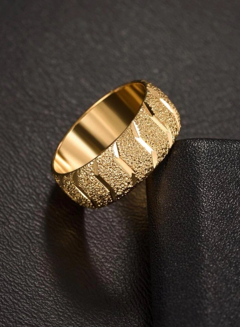 إليجانس خاتم نسائي عصري من الاستانلس ستيل مطلي باللون الذهبي مقاس 7 - Image 2