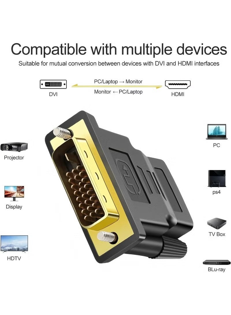 محول DVI إلى HDMI، عبوتان من محول HDMI إلى DVI-D ثنائي الاتجاه مع موصلات مطلية بالذهب - Image 2
