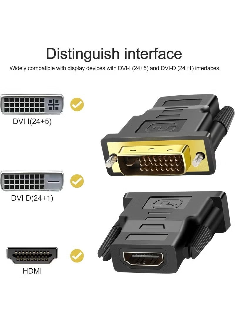 محول DVI إلى HDMI، عبوتان من محول HDMI إلى DVI-D ثنائي الاتجاه مع موصلات مطلية بالذهب - Image 5