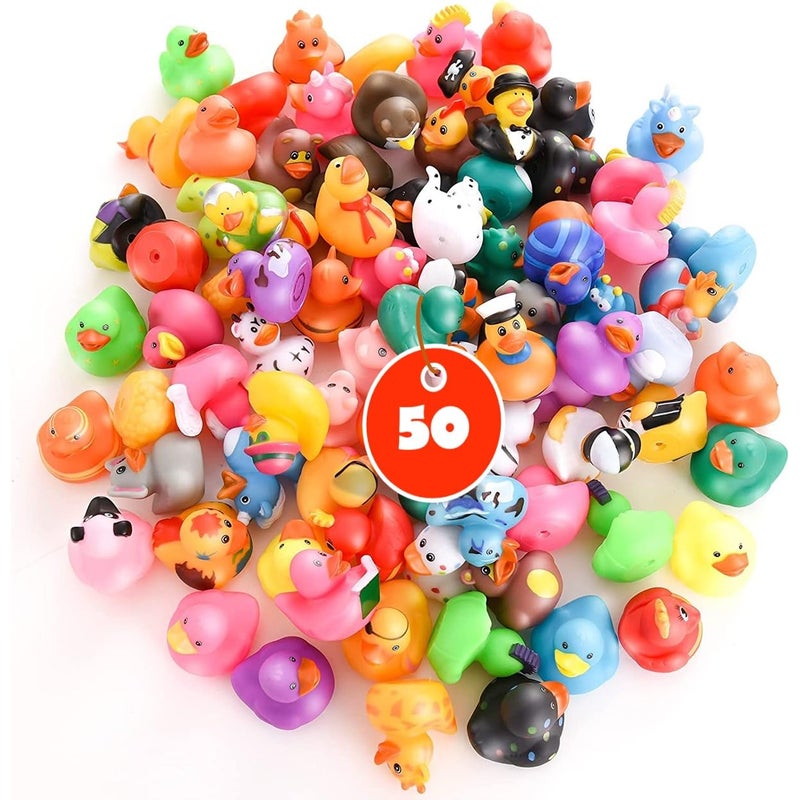 Tribello Rubber Ducks for Jeep Ducking 50 PCS Assorted Rubber Ducks for Duckies Games Jeeps Ducking  Cruise Ships and Bath  Pool Play  Small 2 Inch Rubber Duck - Image 2
