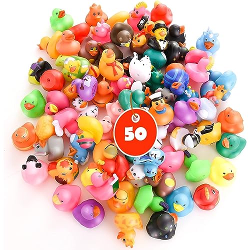 Tribello Rubber Ducks for Jeep Ducking 50 PCS Assorted Rubber Ducks for Duckies Games Jeeps Ducking  Cruise Ships and Bath  Pool Play  Small 2 Inch Rubber Duck - Image 1