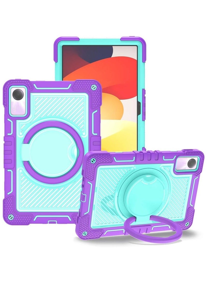 Shockproof Case Compatible with Redmi pad SE 11-inch 2023, Heavy-duty Rugged Case with Handle Grip/shoulder Strap Stabilized Bracket Silicone Case (Purple)