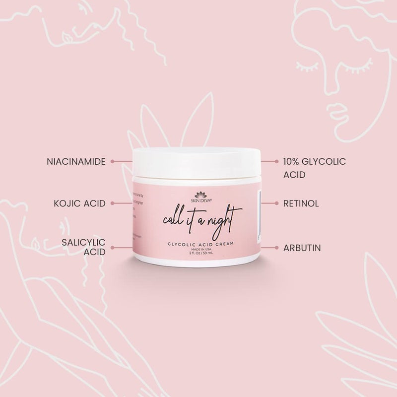 SKIN DEVA Glycolic Acid Night Cream Exfoliating AntiAging Moisturizer for Renewed Skin Improves Skin Texture Fades Dark Spots 17oz Night Treatment Hydrating Cream for Wrinkles Acne Scars Smooth Radiant Skin - Image 2