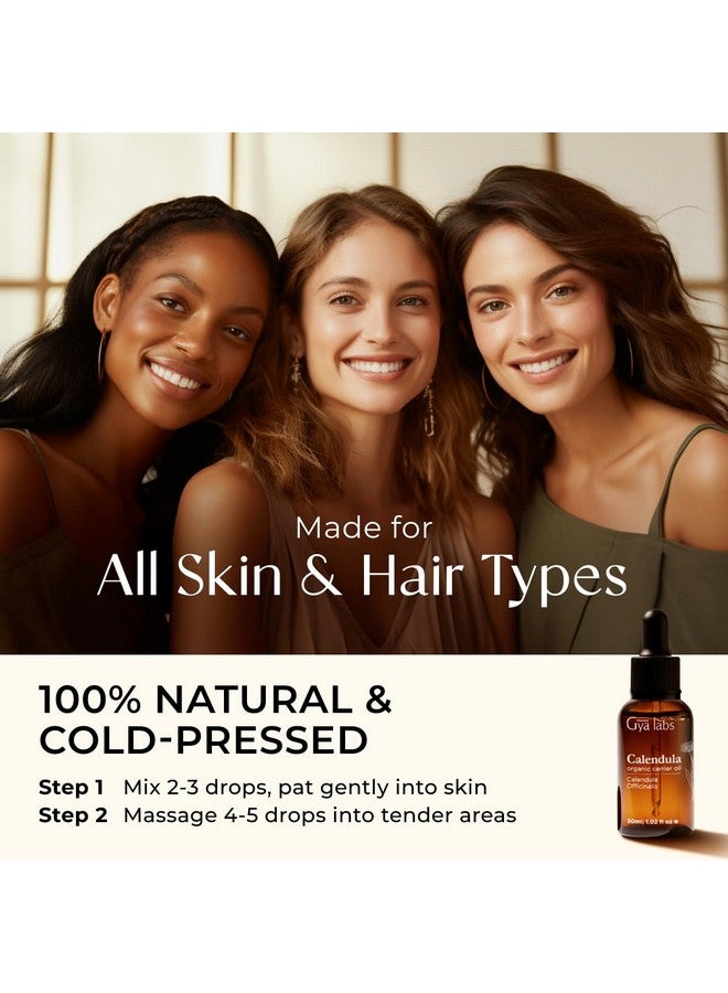 gya labs Gya Labs Organic Calendula Oil for Skin - 100% Pure Natural Calendula Carrier Oil for Face - Calendula Oils for Hair Health, Body Lotions, Soaps & Moisturizer (1 fl oz) - Image 4