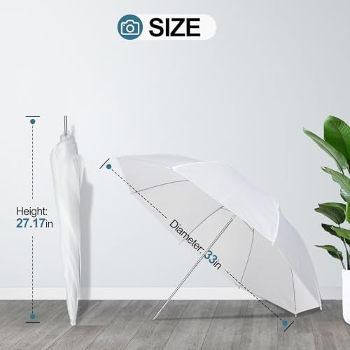 EMART 2 Pack 33inch Professional Photography Photo Video Studio Lighting Flash Translucent White Soft Umbrella - Image 2