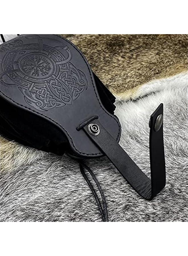 Medieval Faux Leather Pouch, Portable Drawstring Purse, Vintage Belt Pouch Dice Bag For LARP Ren Faire  - Image 3