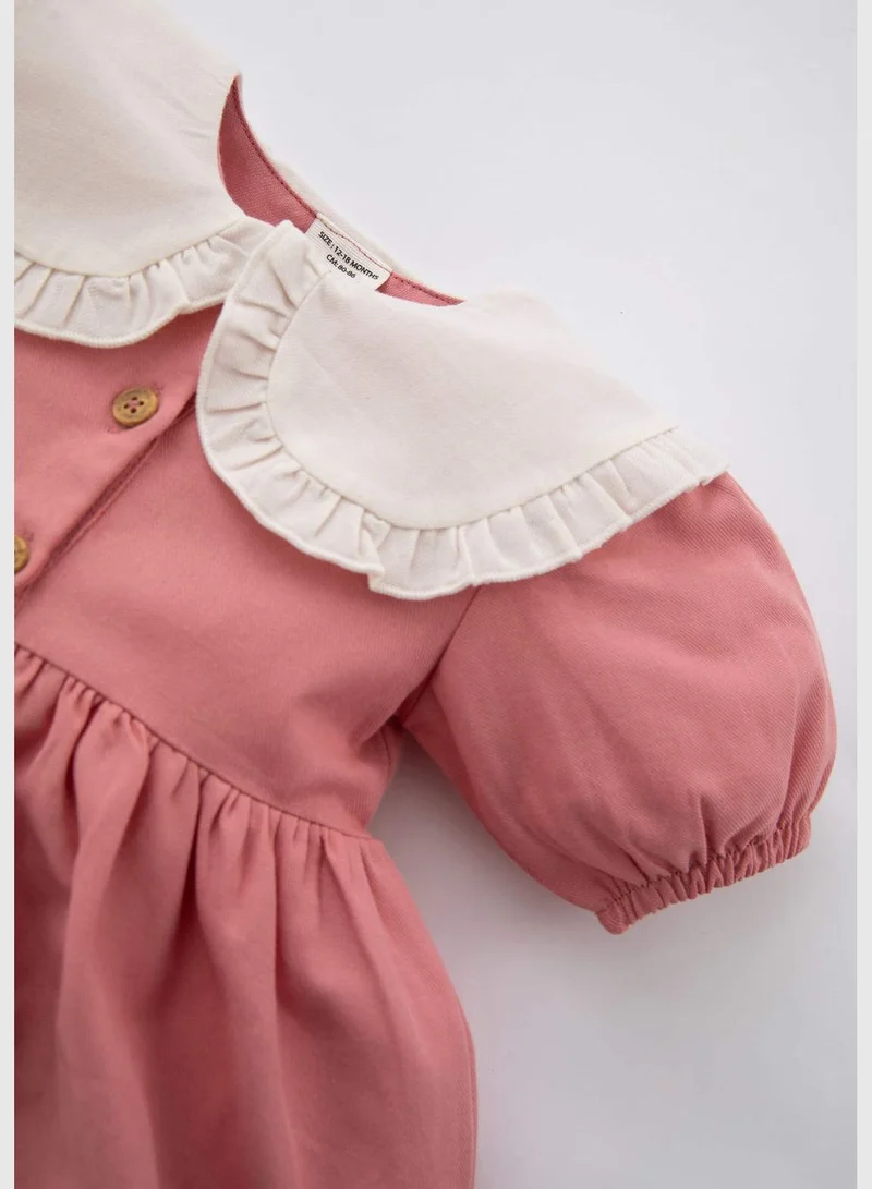 DeFacto BabyGirl Big Neck Short Sleeve Woven Dress
