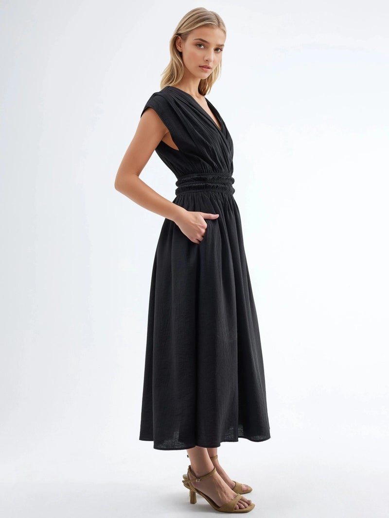 BUSEM Textured V-Neck Midi Dress - Image 2