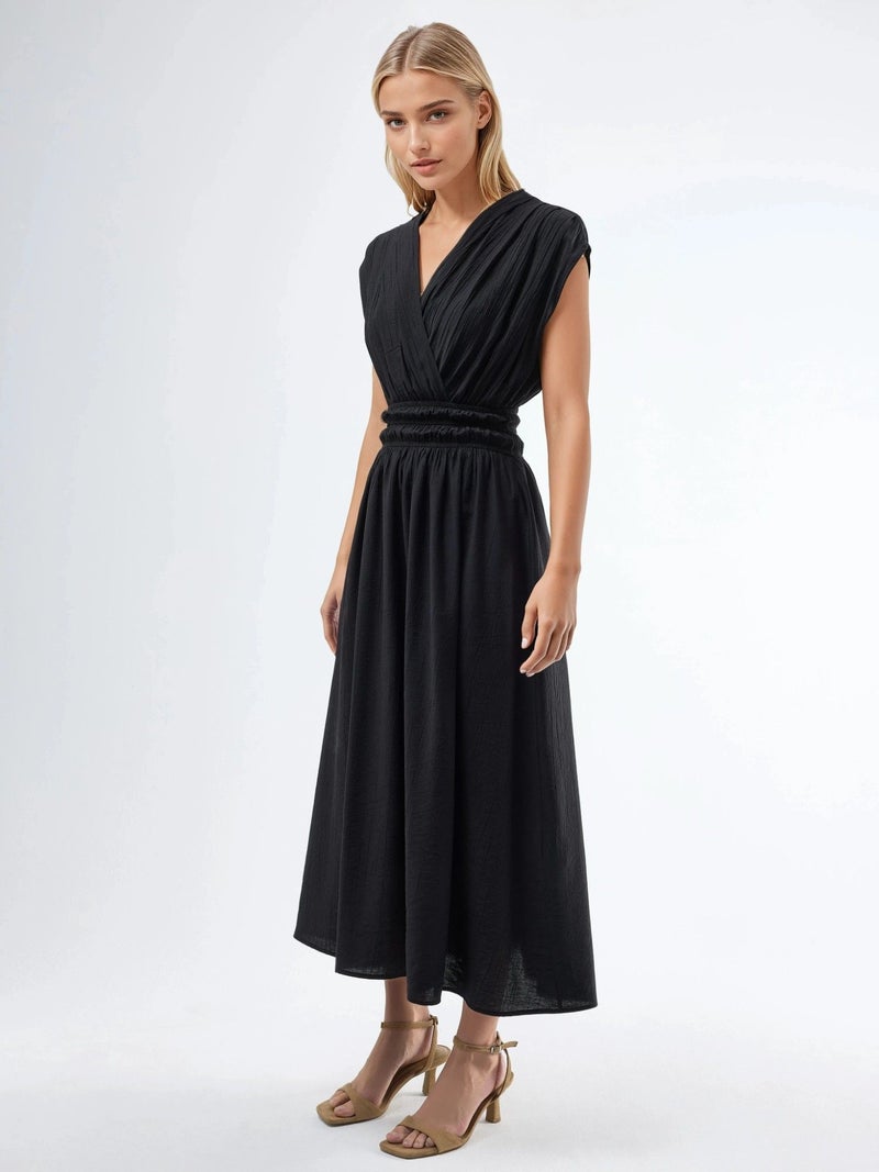 BUSEM Textured V-Neck Midi Dress - Image 4