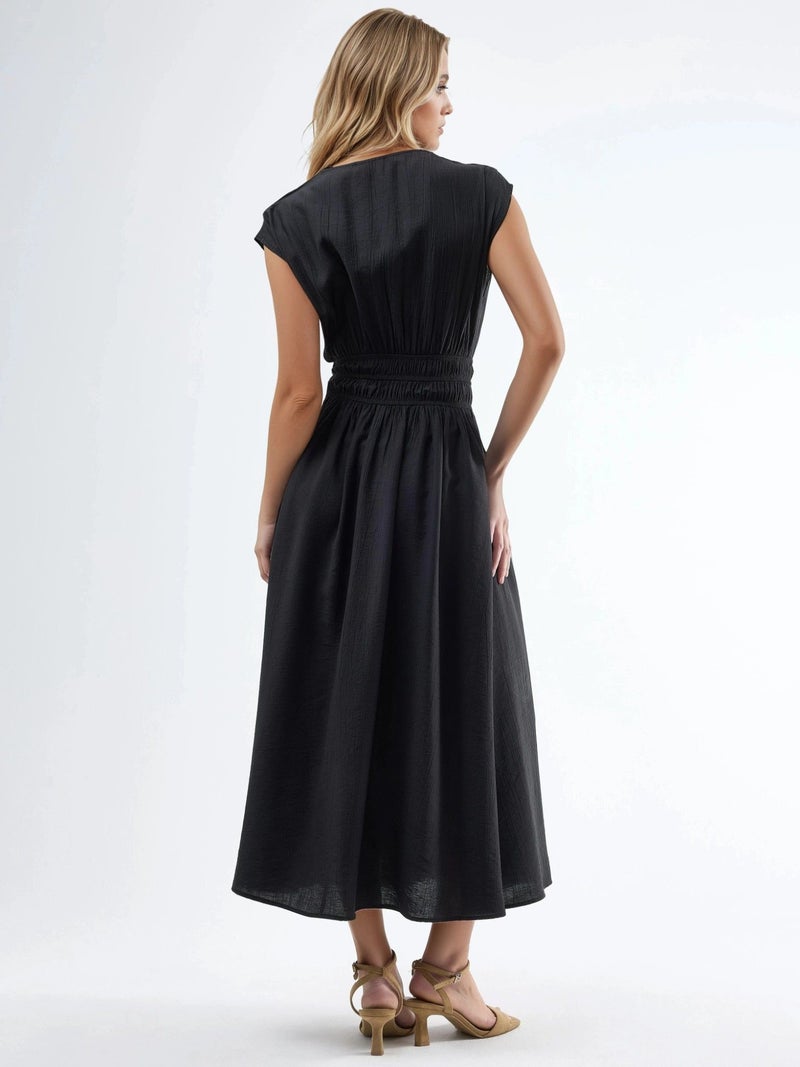 BUSEM Textured V-Neck Midi Dress - Image 3