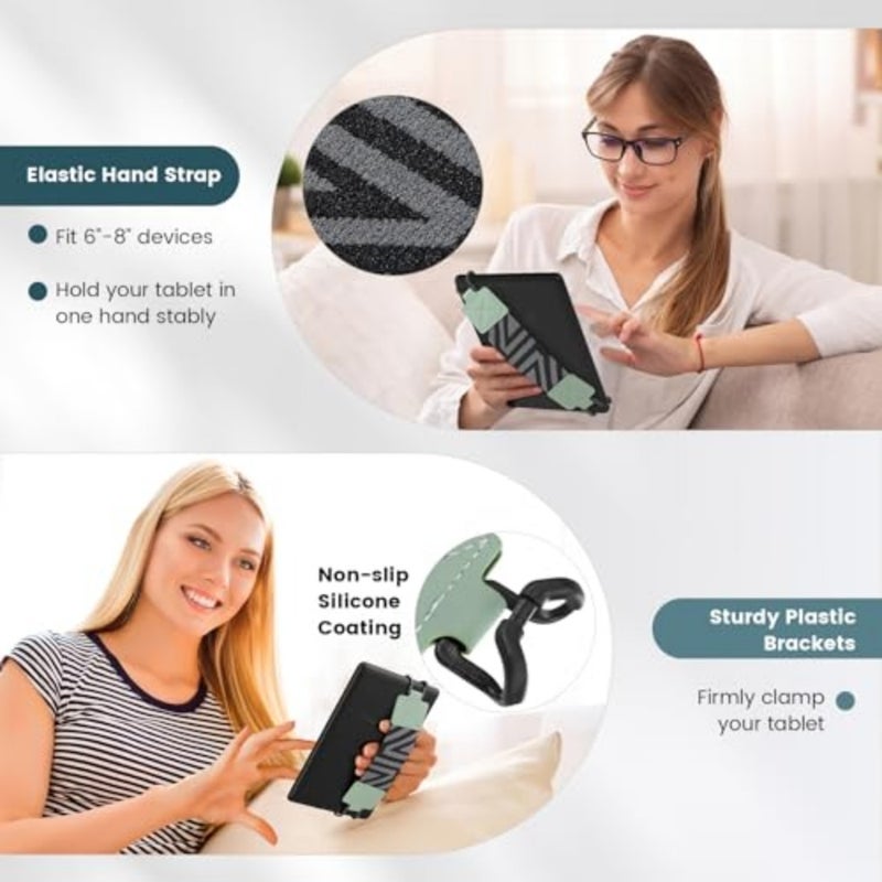 MoKo Safety Hand Strap for Kindle iReader's Fire 6-8 Inch Tablet, Kindle/Kobo/Vuyaga/Lenovo/Sony i-Book, High Elasticity Multi-Use Lightweight Hand Strap, Finger Holder Mint Green iReader Accessories for Kindle/Kobo/Sony Tablet 6-8 Inch, High Elasticity Embossed Hand Strap, Lightweight Finger Grip Stand - Image 5
