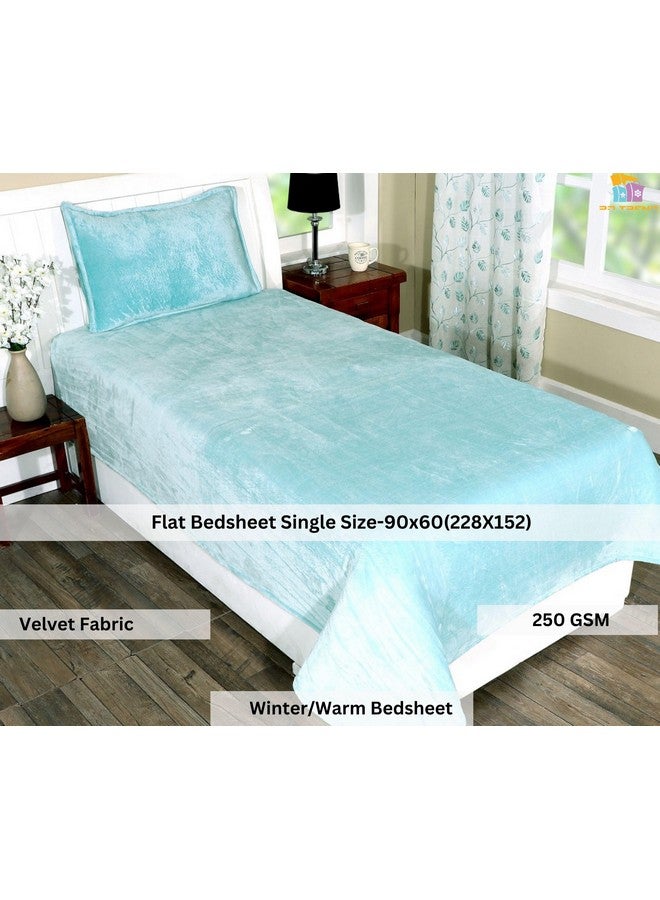 RD TREND 250 غم بطانيات دافئة لفصل الشتاء حجم مفرد (60X90 بوصة) مع 1 غطاء وسادة 210 TC حجم (18X28 بوصة) لون-أكوا - Image 2