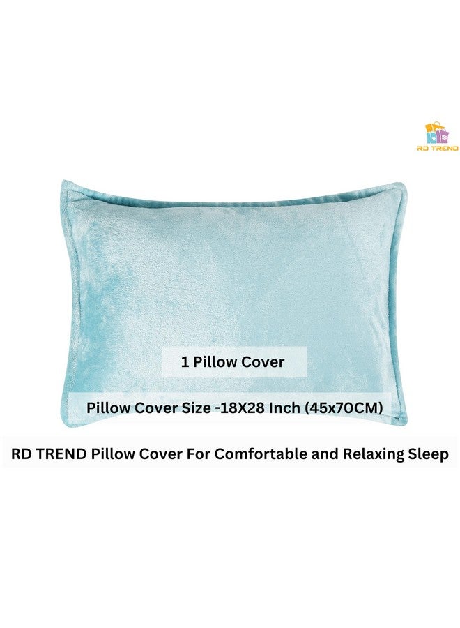 RD TREND 250 غم بطانيات دافئة لفصل الشتاء حجم مفرد (60X90 بوصة) مع 1 غطاء وسادة 210 TC حجم (18X28 بوصة) لون-أكوا - Image 3