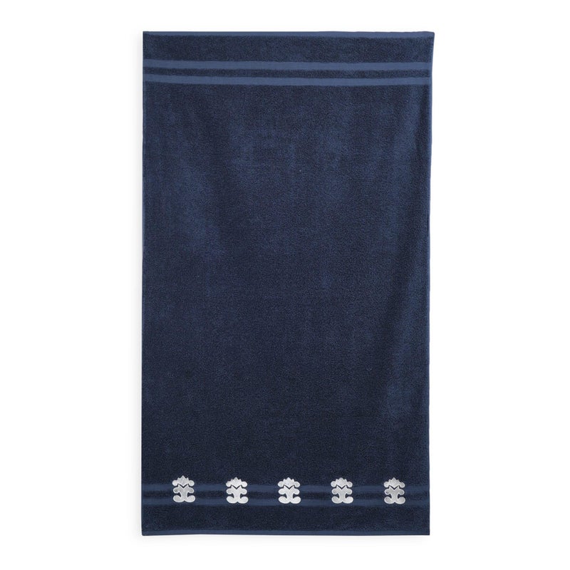 LUSH & BEYOND Navy Blue Cotton 500 GSM Embroidered Bath Towel - Image 2